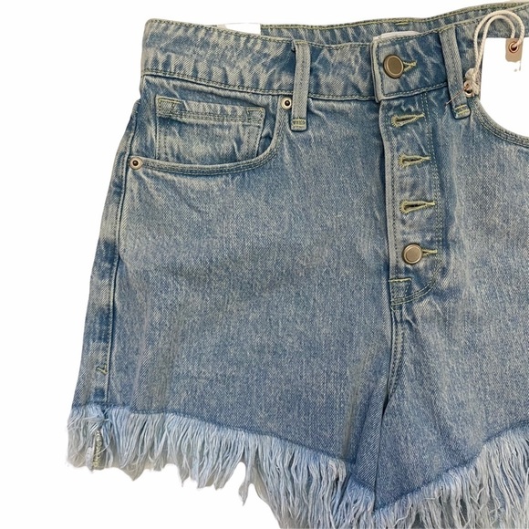 Good American Bombshell Long Fray Shorts Blue 687 - Picture 6 of 6